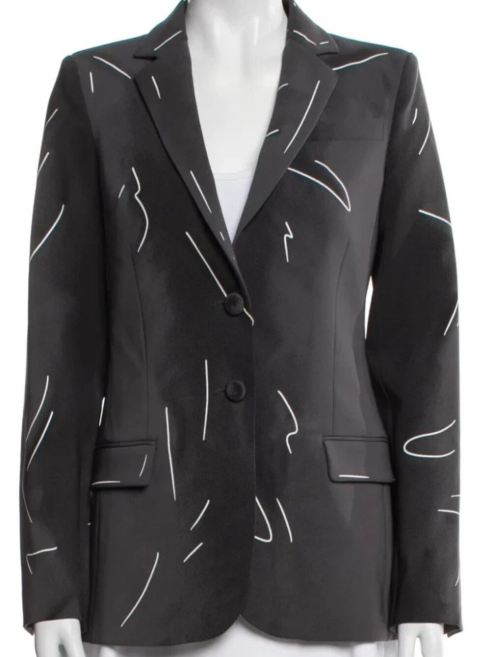 Moschino Couture BLACK Gray JACKET Blazer White Brushstroke Wet USA 6 IT40 NWT